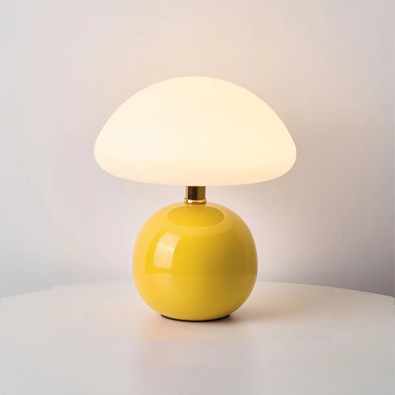 Retro-inspirierte französische Creme-Pilzlampe | Tischlampe