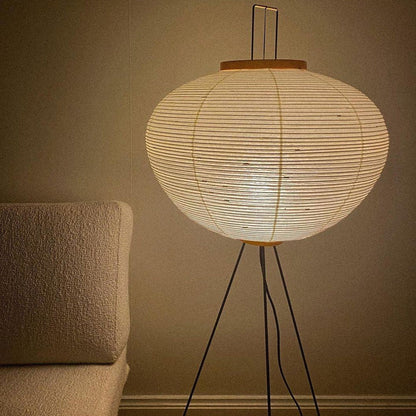 Garduru Reispapier Stehlampe | Minimalistisches Design | Warmweißes LED-Licht | Nachhaltige Deko für Zuhause