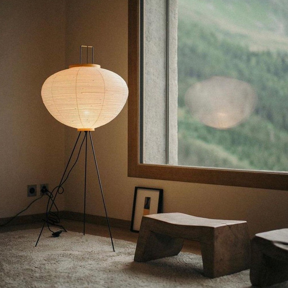 Garduru Reispapier Stehlampe | Minimalistisches Design | Warmweißes LED-Licht | Nachhaltige Deko für Zuhause