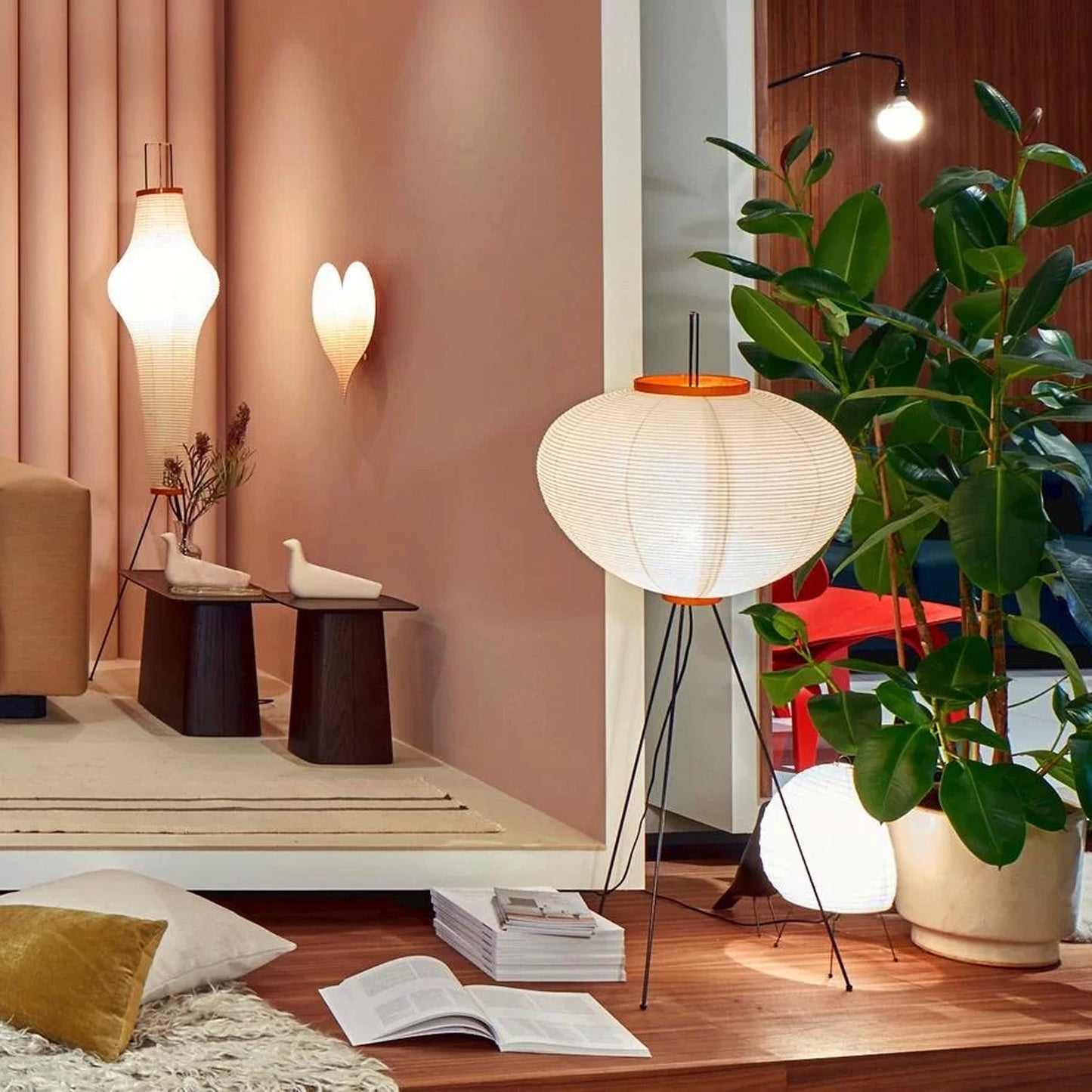 Garduru Reispapier Stehlampe | Minimalistisches Design | Warmweißes LED-Licht | Nachhaltige Deko für Zuhause