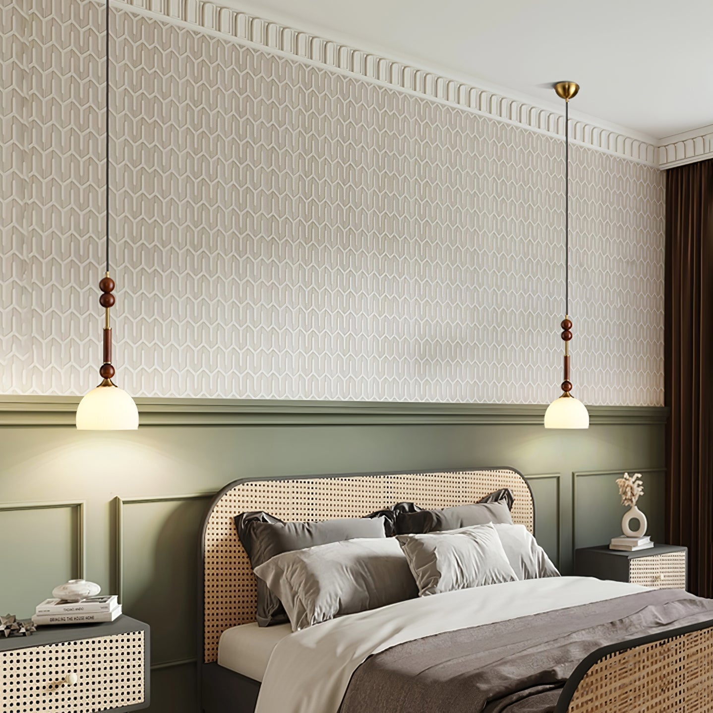 Suspension Roma - Elegantes Römisches Design aus Holz, Metall und Glas - Vintage-Beleuchtung mit LED-Lampen