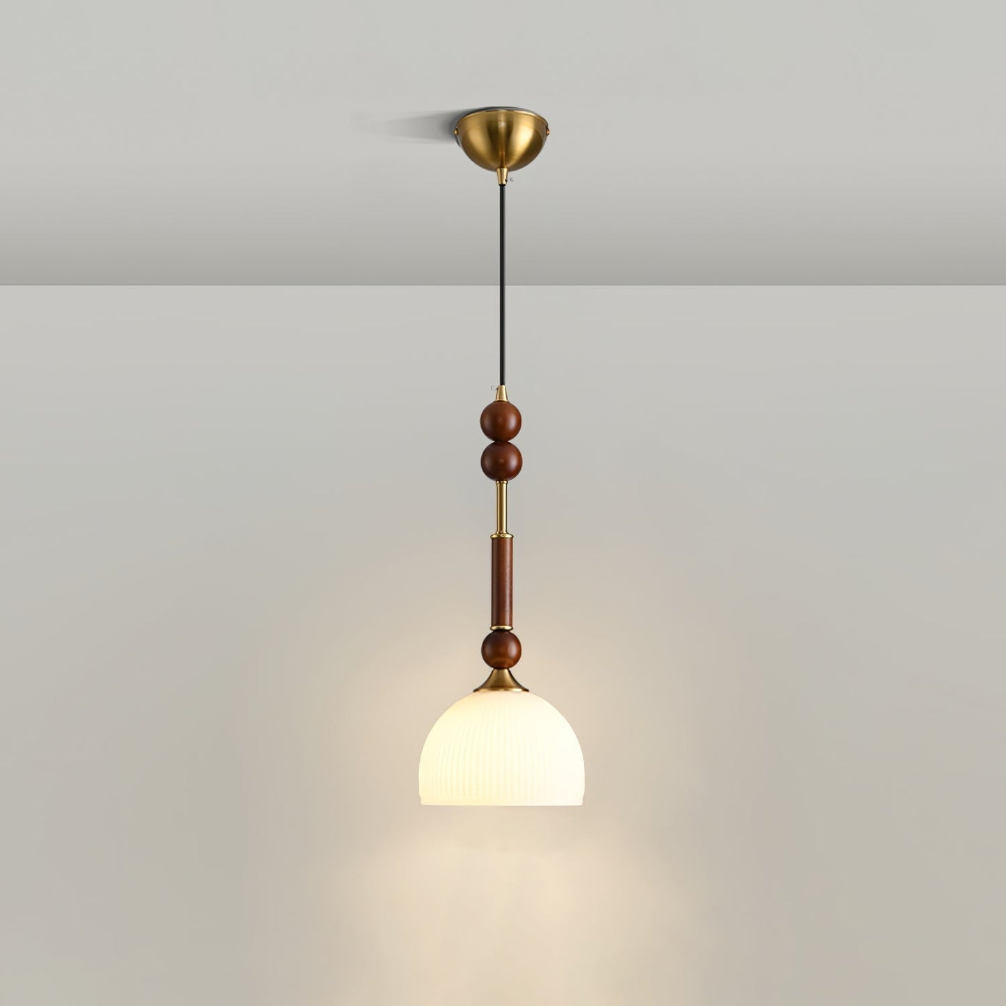 Suspension Roma - Elegantes Römisches Design aus Holz, Metall und Glas - Vintage-Beleuchtung mit LED-Lampen