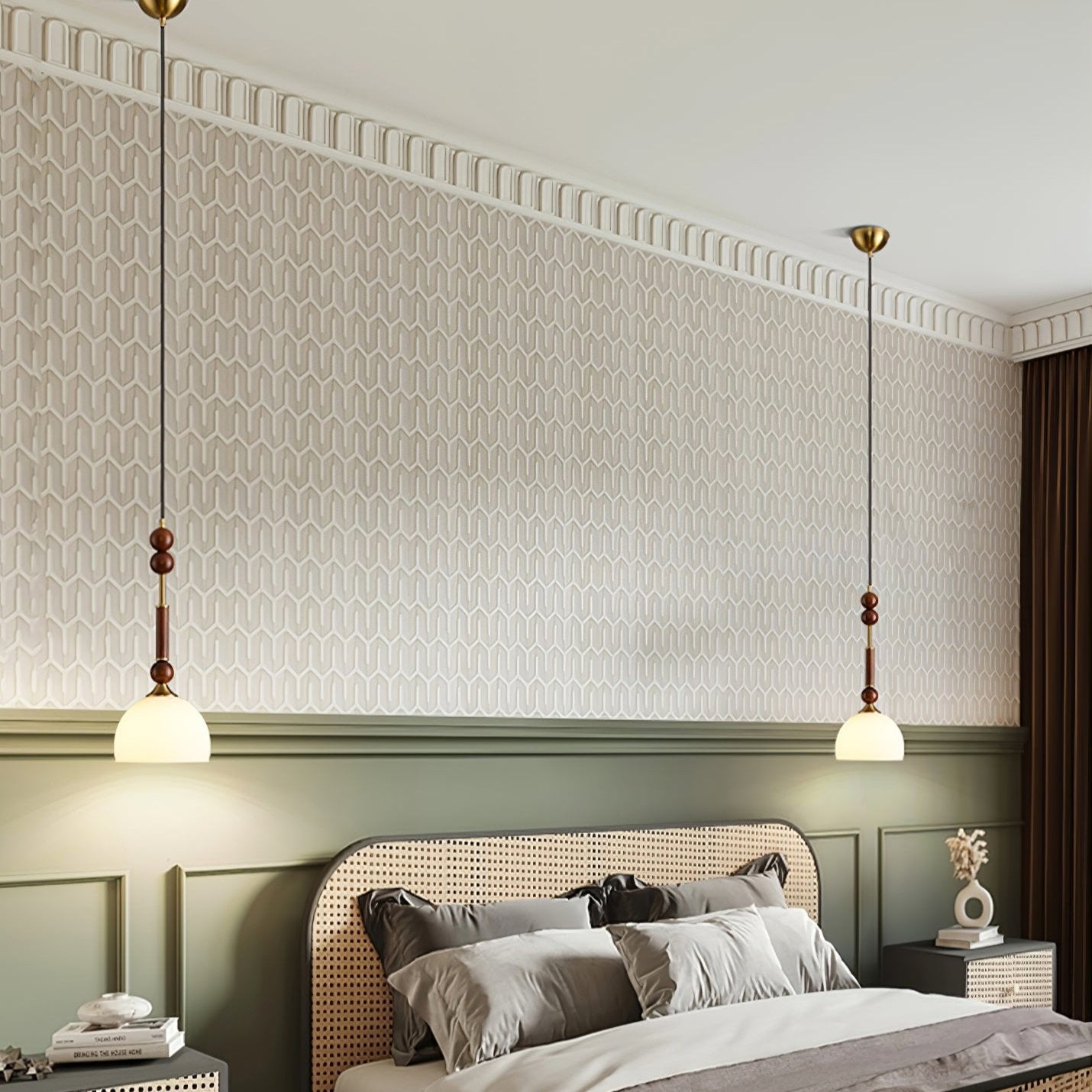 Suspension Roma - Elegantes Römisches Design aus Holz, Metall und Glas - Vintage-Beleuchtung mit LED-Lampen