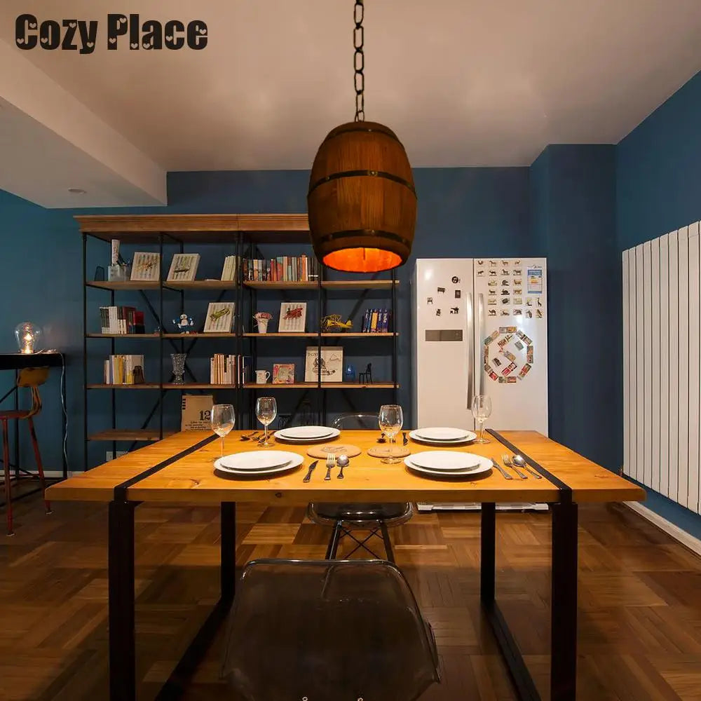 Royaleva Rustikale Holz-Pendelleuchte – Vintage Weinfass Hängeleuchte