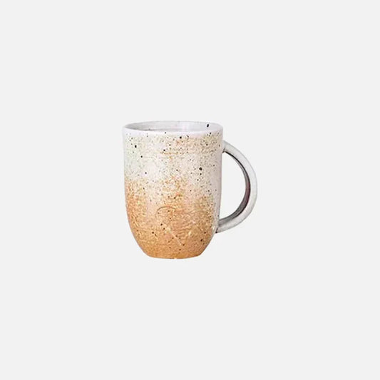 RusticCharm - Keramiktasse mit Untertasse im handbemalten Design