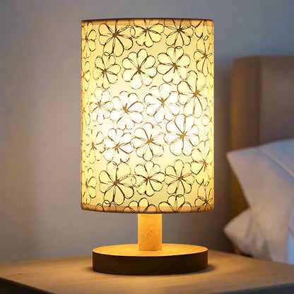 Holz-Nachtischlampe – USB-betriebene Leinen-Tischlampe für Schlafzimmer & moderne Wohnkultur