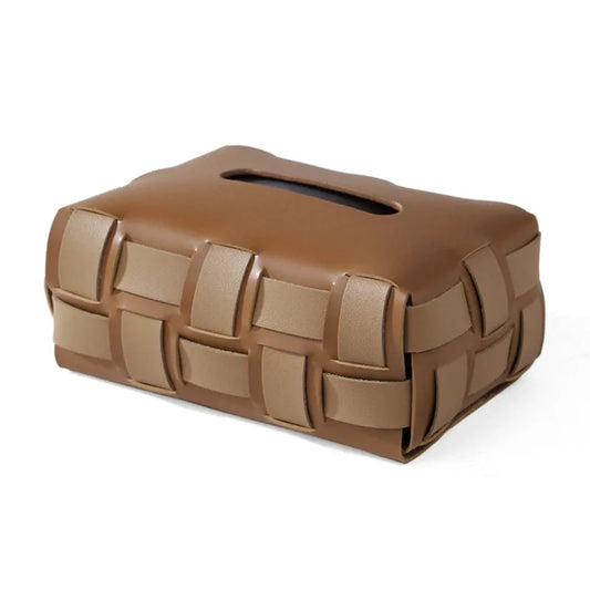 Sorrento – Luxus Vegane Leder Taschentuchbox mit Geflecht-Design