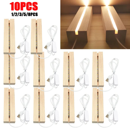LED Holzlichtanzeige Basis – USB Holzständer für Kristall- und Harzkunst