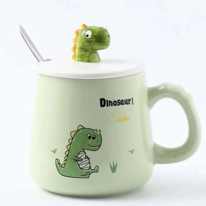 Dinosaur Keramiktasse mit Deckel und Löffel