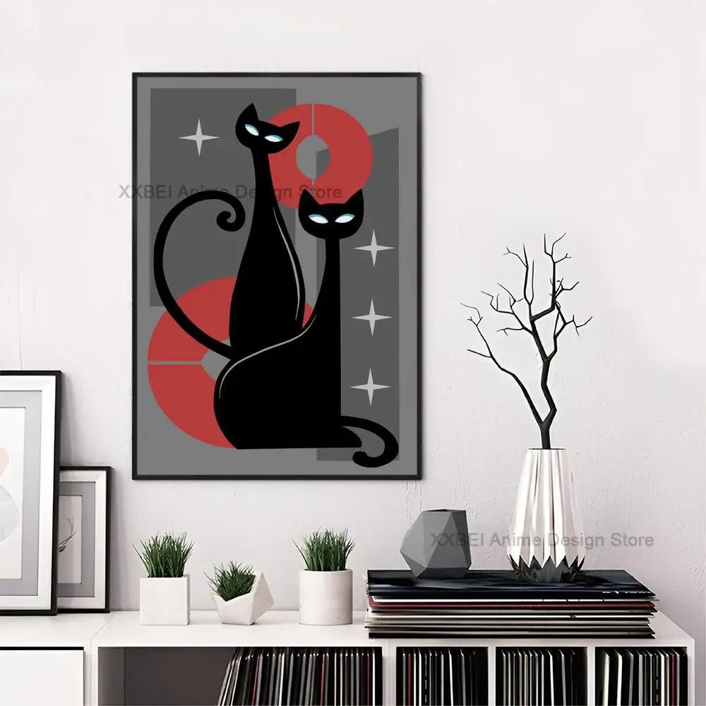 Space-Age Atomic Cat Premium Canvas-Poster