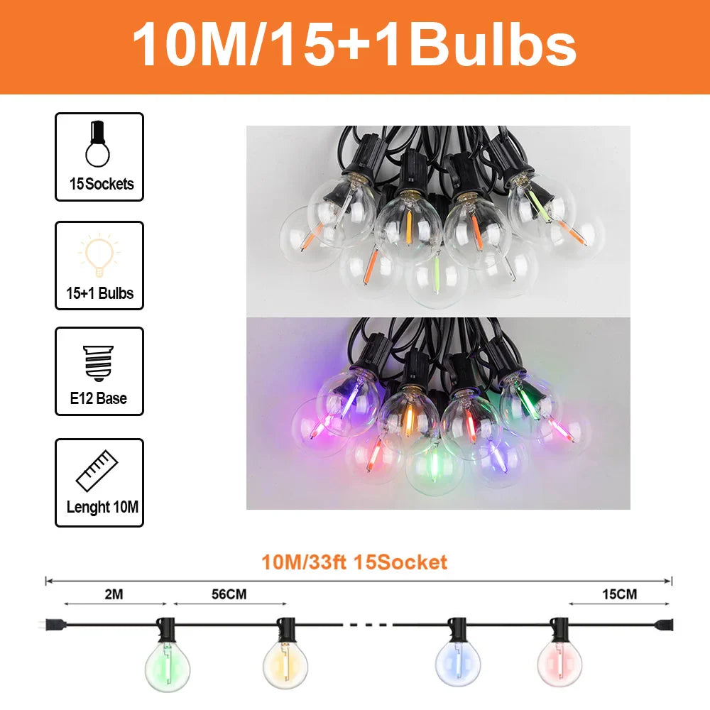 Bunte wasserdichte Außen-Lichterketten