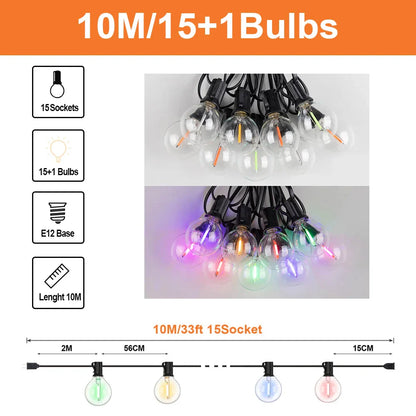 Bunte wasserdichte Außen-Lichterketten