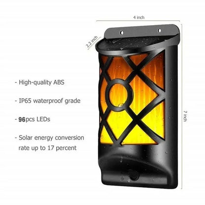 Solar Flame Lichter, 96 LED wasserdichte Wandlampen für Außen Garten, Hof und Gehweg Dekoration