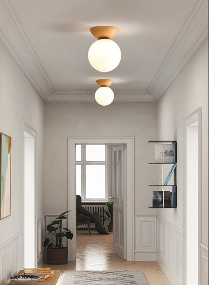 Hängeleuchte – Elegantes Design mit Eisen und Glas – Vintage-Holz-Optik