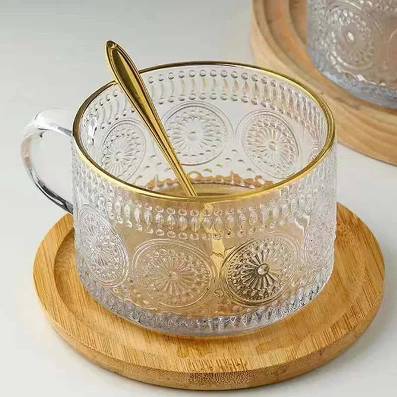 Unglaublich hübsche vintage geprägte Glasskaffee-Tasse