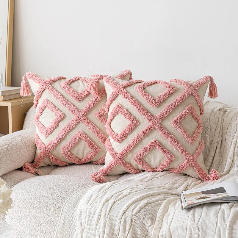NordicVibes – Luxuriöse geometrische gestepptes Kissenbezug für elegante Innenräume