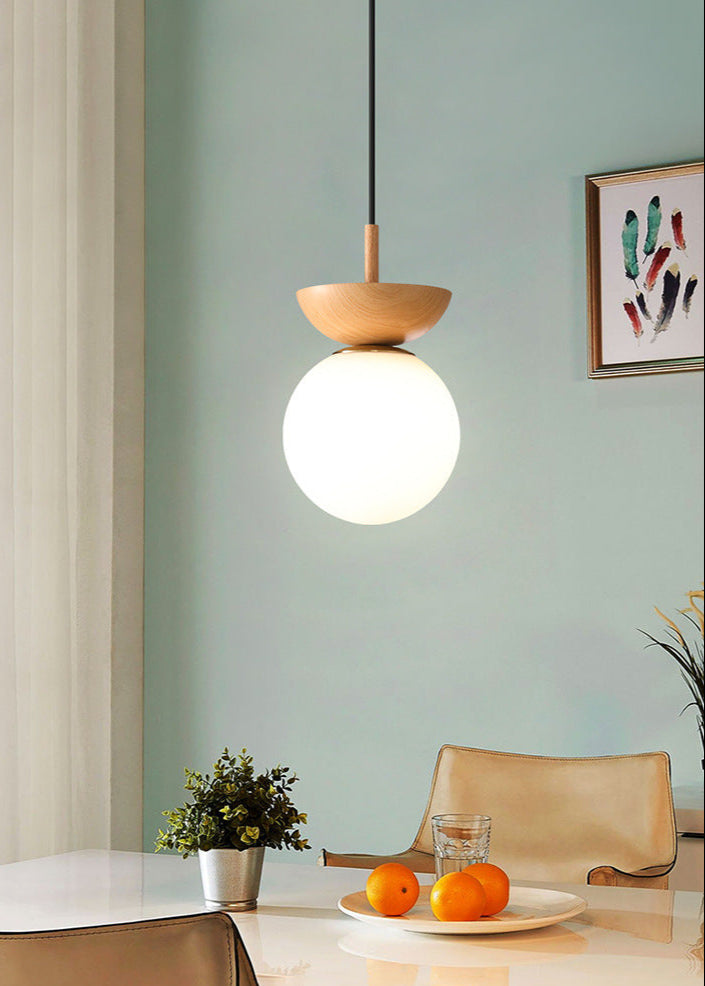 Hängeleuchte – Elegantes Design mit Eisen und Glas – Vintage-Holz-Optik