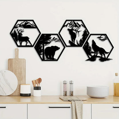 Garduru Geometrische Wanddekoration – Tiere und Berge