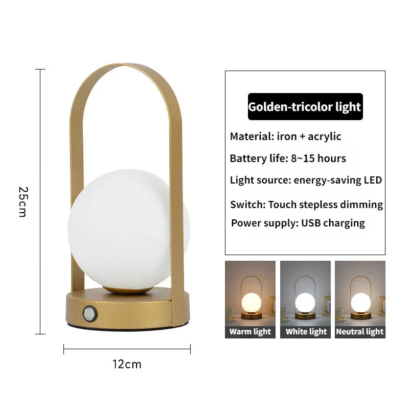 Tischlampe – Hangy – tragbares Metall – wiederaufladbar über USB