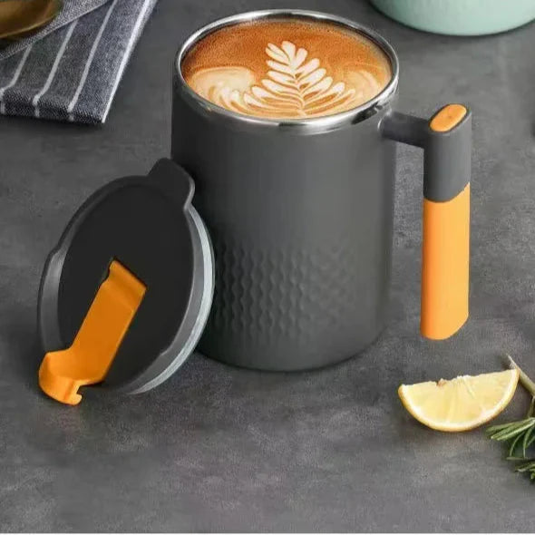450ml Tragbecher aus Edelstahl mit Griff und Deckel Leckdichtes Design für heiße oder kalte Getränke