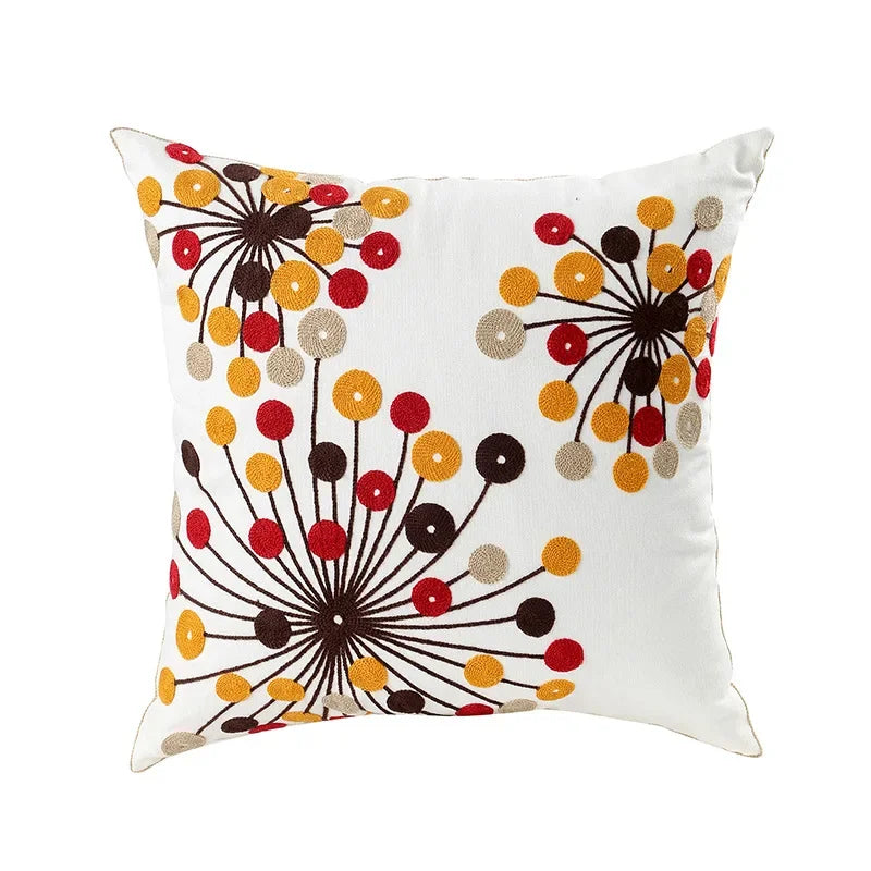 BloomLinen – Bestickter Kissenbezug aus Baumwoll-Canvas mit rustikalem floralem Pracht