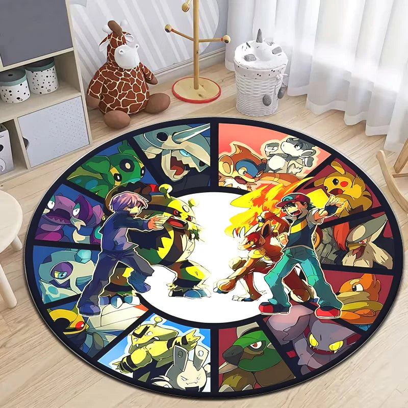 Pokemon Cartoon HD Gedruckter Rundteppich Dropshipping Teppich für Wohnzimmer Bereich Teppich Große Haustiermatte Weiche Kreis Teppiche Raumteppich