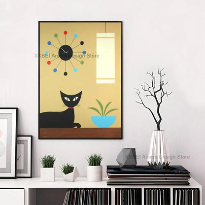 Space-Age Atomic Cat Premium Canvas-Poster