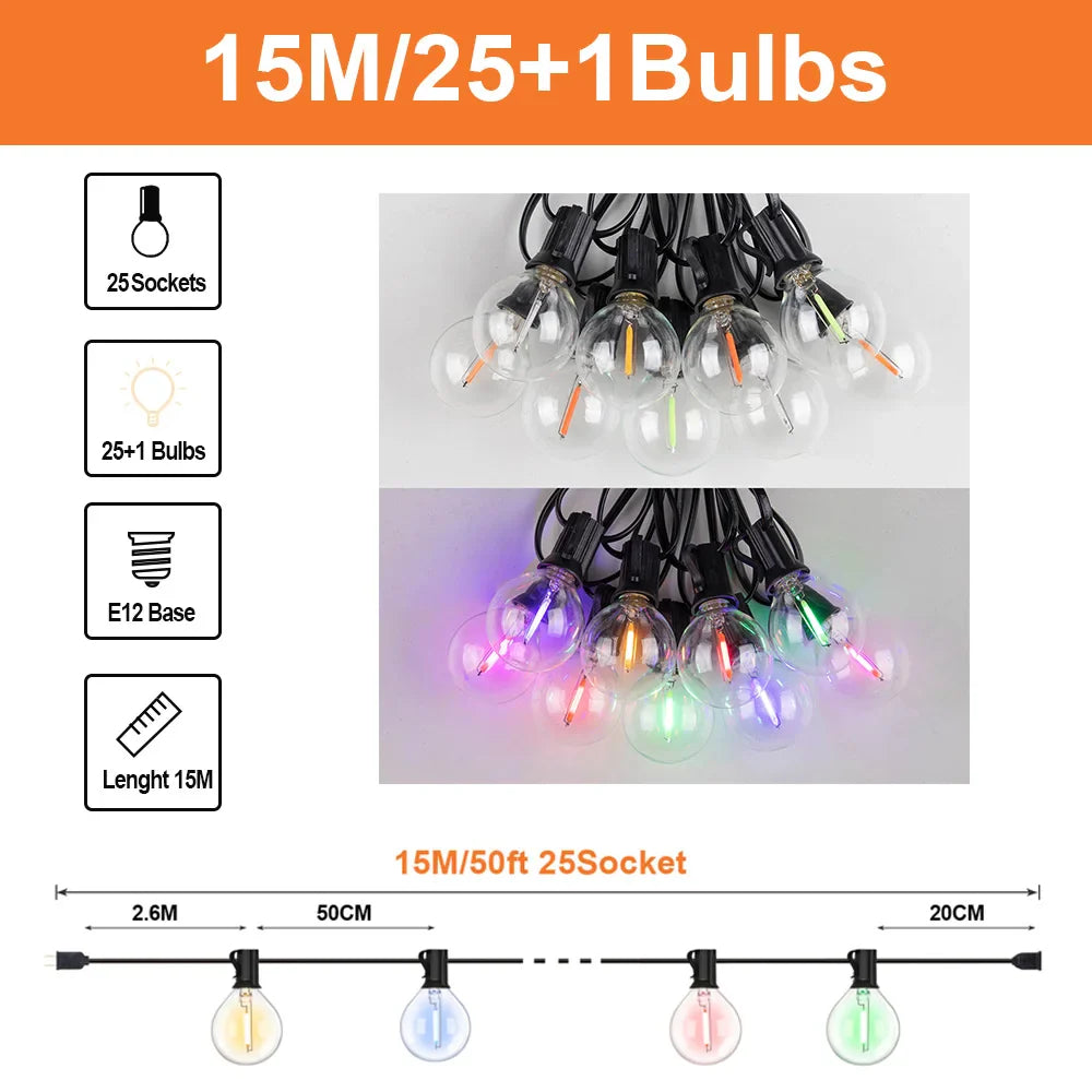 Bunte wasserdichte Außen-Lichterketten