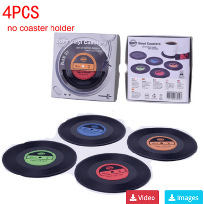 Retro Vinyl Untersetzer Set – Schützen Sie Ihre Möbel mit musikalischem Stil