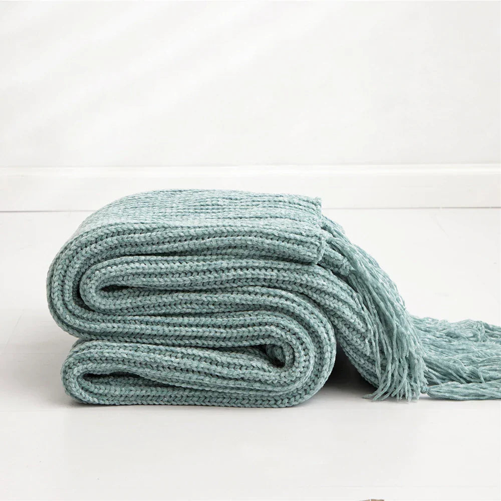 Garduru - Weiche Chenille-Strickdecke für Bett und Sofa