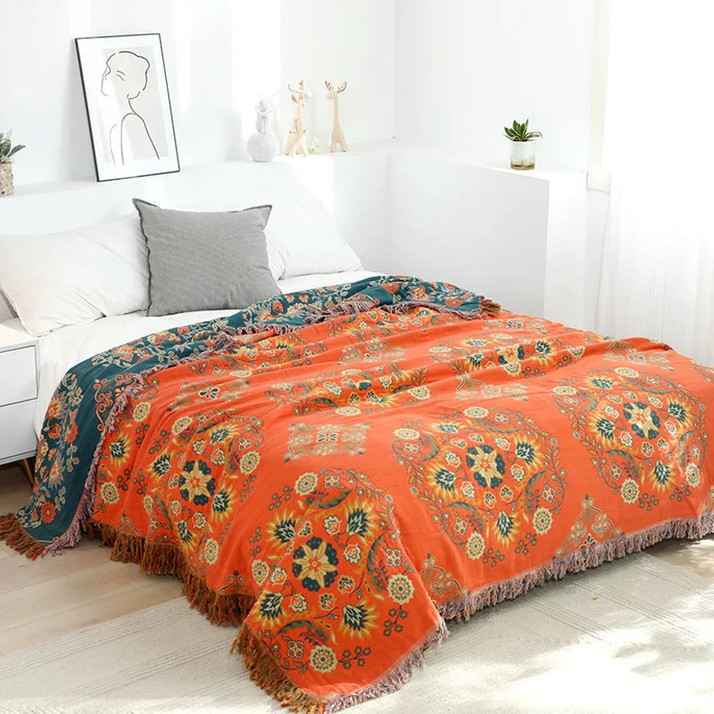 Garduru - Boho Decke aus weichem und elegantem Baumwollstoff
