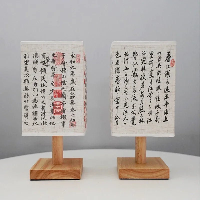Garduru Tischlampe mit Stoffschirm | Dimmbares Nachtlicht im chinesischen Stil | Elegante Nachttischlampe & Schreibtischlampe - Konsta