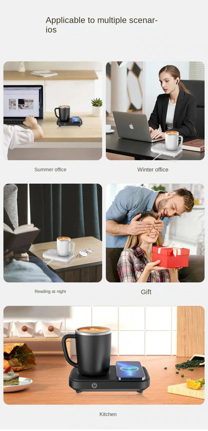 Royaleva Heiße und Kalte Tasse Thermostat Pad mit Drahtloser Ladung – 3-in-1 Untersetzer für Zuhause & Büro