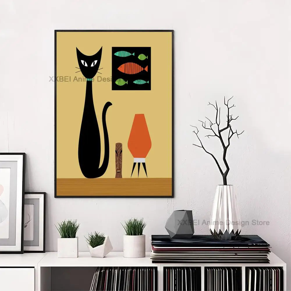 Space-Age Atomic Cat Premium Canvas-Poster