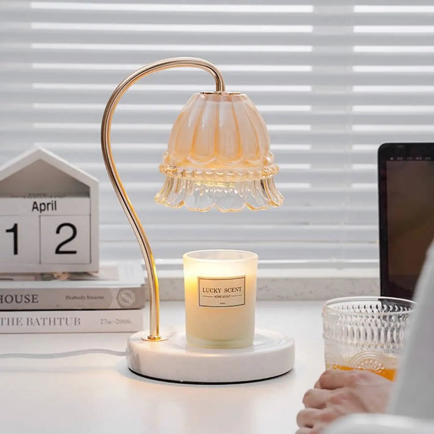 Vintage Glas Blumen Schmelzlampe