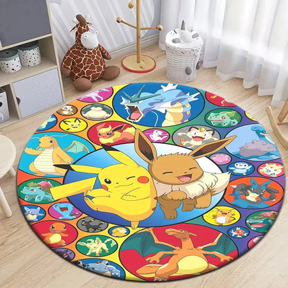 Pokemon Cartoon HD Gedruckter Rundteppich Dropshipping Teppich für Wohnzimmer Bereich Teppich Große Haustiermatte Weiche Kreis Teppiche Raumteppich