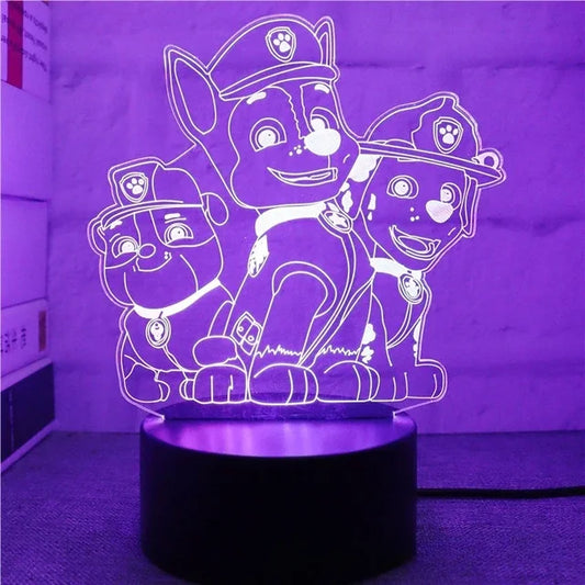 Paw Patrol Nachtlicht für Kinder - 3D Cartoon Schlafzimmer Dekorlampe