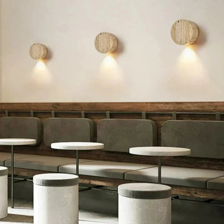 Natürliche Travertin-Wandleuchte – Minimalistisches Wabi-Sabi-Design mit sanfter Umgebungsbeleuchtung für Badezimmerwandleuchten und Wandleuchten