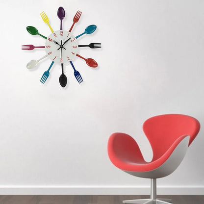 Mehrfarbiges Besteck Wanduhren Design