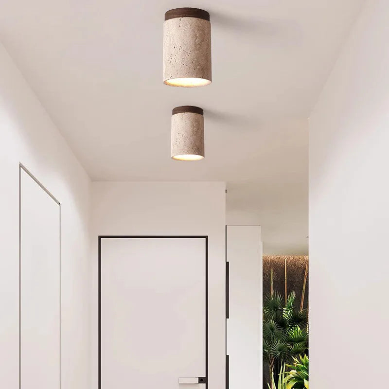 Licht von Travertin - Elegante Deckenlampe für Treppenhaus