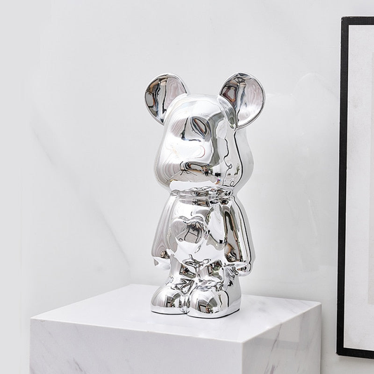 Space Bear Metallische Skulptur Figur