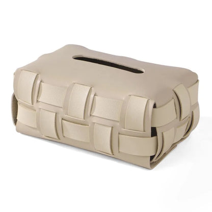 Sorrento – Luxus Vegane Leder Taschentuchbox mit Geflecht-Design