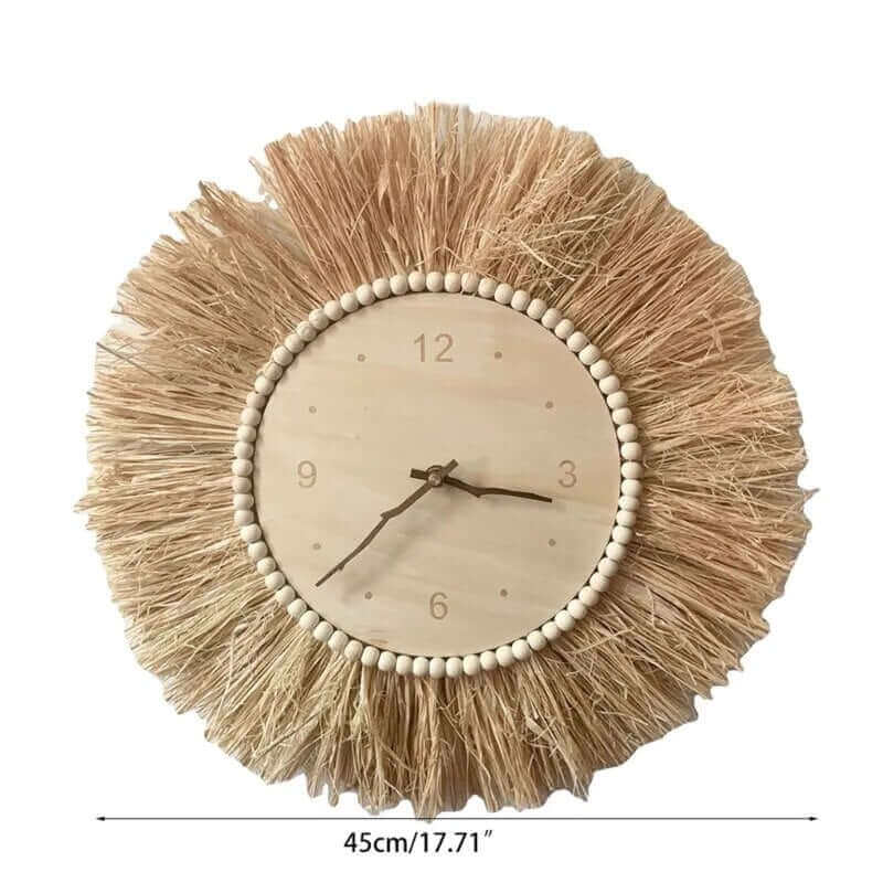 Handgewebte Raffia-Wanduhr