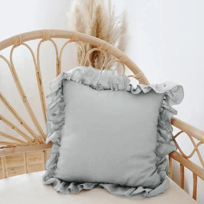 Kissenbezüge und Kopfkissenbezüge aus reinem Leinen mit sanften Volants - Linen Elegance