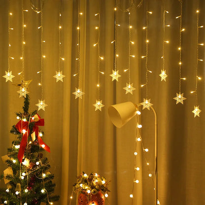 LED Lichterkette mit Schneeflocken – Bunte Deko-Lichter für Weihnachten und Festdekoration