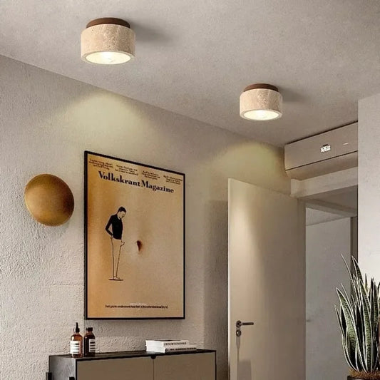 Licht von Travertin - Elegante Deckenlampe für Treppenhaus