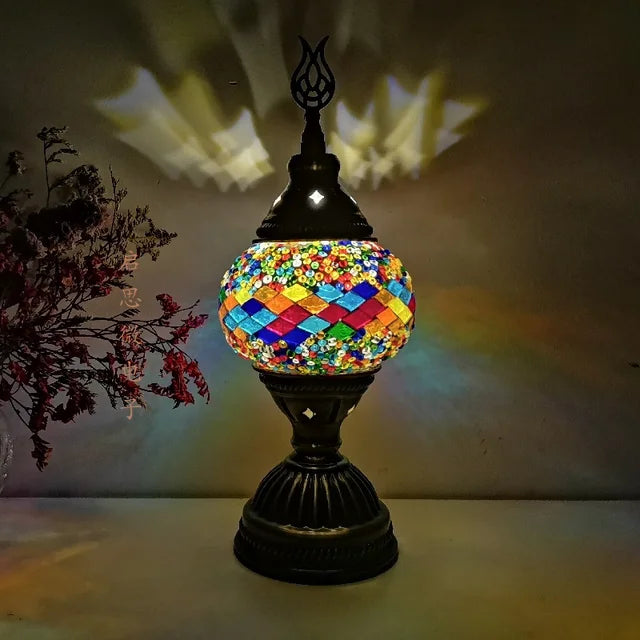 Türkische Mosaik Tischlampe – Handgefertigtes künstlerisches Nachttischlicht