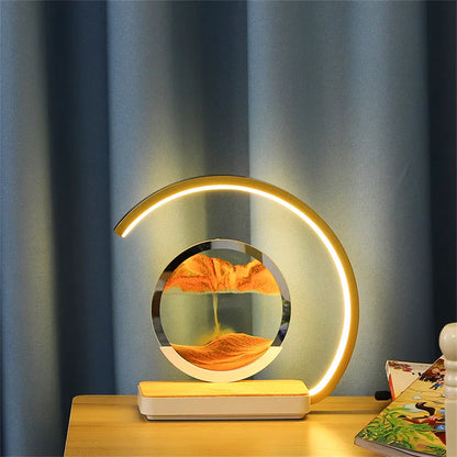 3D-Sand-of-Time-Lampe mit Touch-Dimmung und kabellosem Aufladen des Mobiltelefons