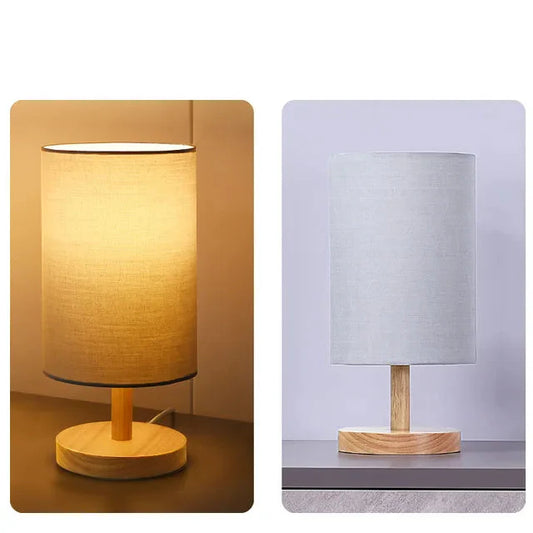 Royellure Retro Stoff Holz Tischlampe - Elegante Beleuchtung für Schlafzimmer & Wohnzimmer