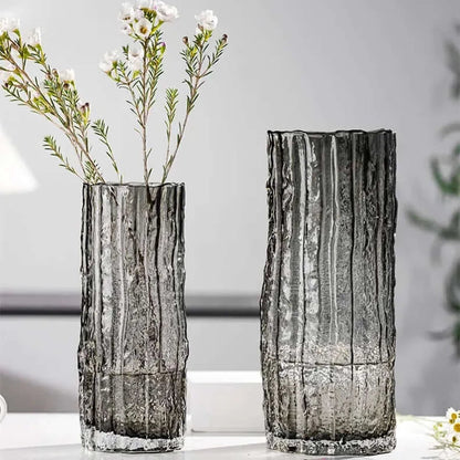 Zeitgenössische Fluted Transparente Glas Blumenvase